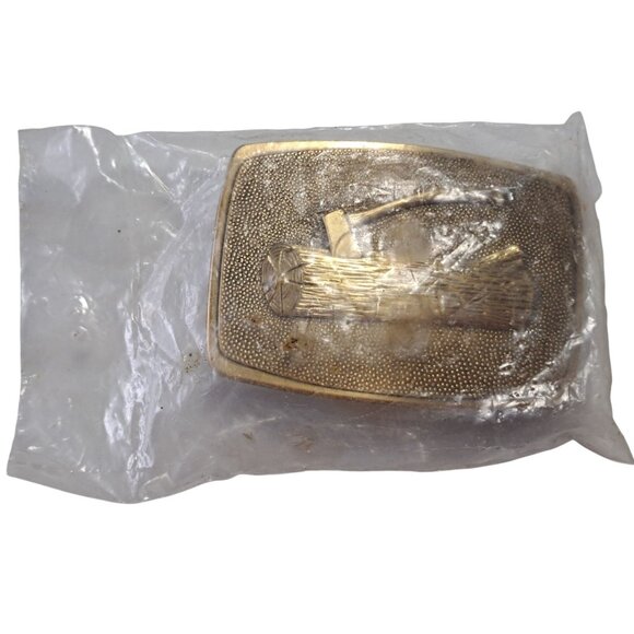 Vintage Other - Vtg Brass Boy Scout Wood Badge Belt Buckle Camp Axe  Log 2" X 3" Made USA NEW